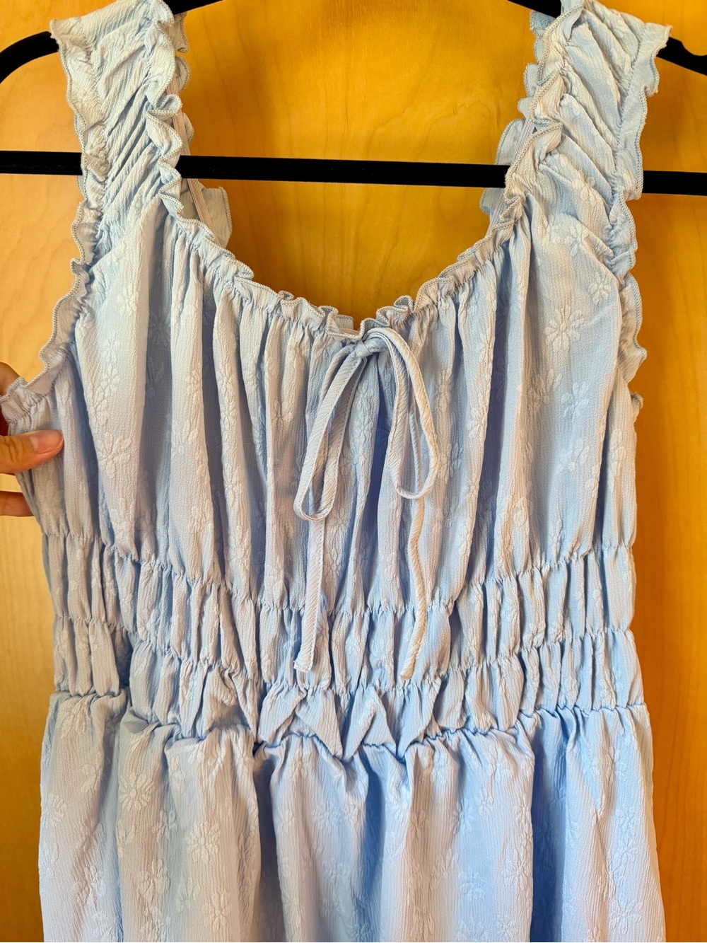 Chic Falbala Shirring A-Line Maternity Maxi Dress - Light Blue - Picture 4 of 7